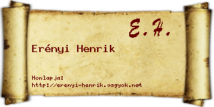 Erényi Henrik névjegykártya